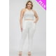 thumbnail image 1 of Saronite Conjunto de Top Corto Elástico de Tirantes Lisos y Pantalón Fruncido Largo, Blanco (Talla Grande para Mujer), 1 of 5