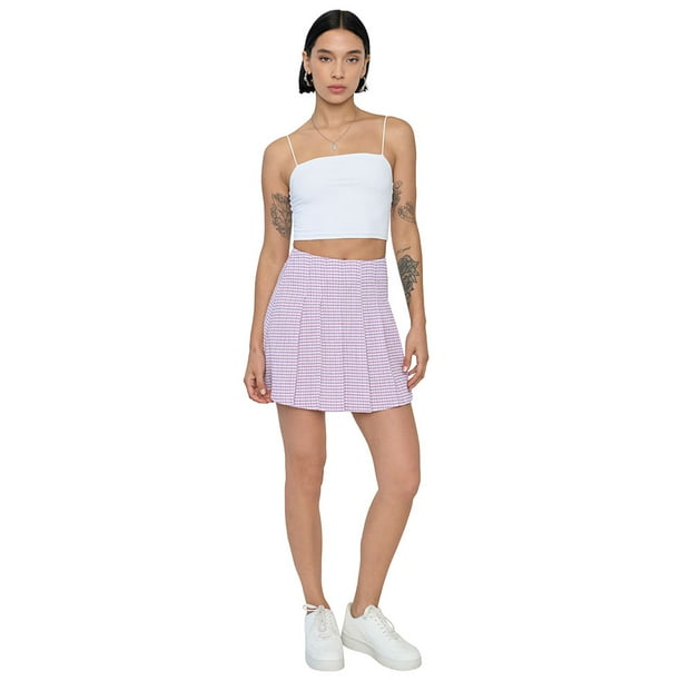 Falda Mujer Tableada Morado Corona