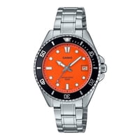 Reloj Casio Standard Analog Stainless Steel Orange Dial Quartz Mdv-10D-4A1V Men'S Watch