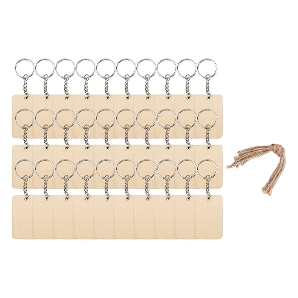 Conjunto de Llavero de Madera en Blanco, Adorno de Llavero, Colgante Hecho a Mano Sin Terminar, Colgante DIY para Manualidades, Pintura, Etiquetas Par , 6cmX4cm
