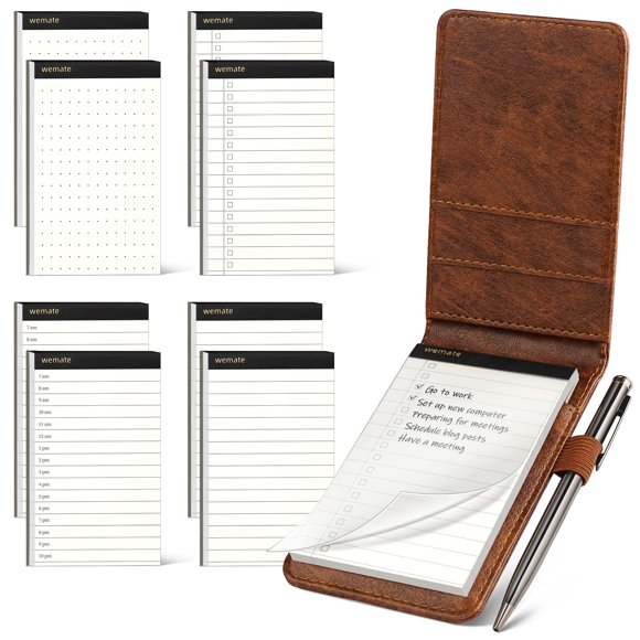 Juego de soportes para bloc de notas WEMATE, cuaderno de bolsillo con 8 recargas para cuadernos
