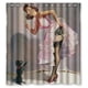 thumbnail image 1 of Cortina de ducha estilo pin-up retro con ganchos, tamaño 60 x 72 pulgadas, 1 of 3