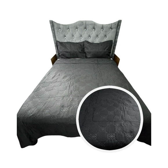 Quilt Colcha De Lujo Verano Delgado King Negro