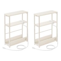 Juego De 2 Mesas Auxiliares Vasagle Con Estación De Carga De 3 Niveles, Color Crema