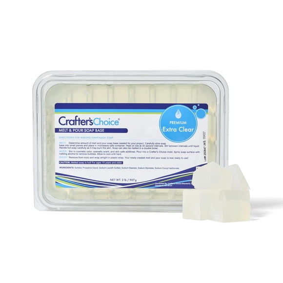 Base premium de glicerina para jabón de Crafter's Choice, para derretir y verter, bloque de 2 lb (extra transparente)