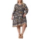 thumbnail image 2 of Agnes Orinda Vestido de Verano Talla Grande para Mujeres Escuela Universidad Casual Bohemio Floral Cuello en V Manga 3/4 Midi Corto Vestido de Playa 1X Negro Amarillo, 2 of 6