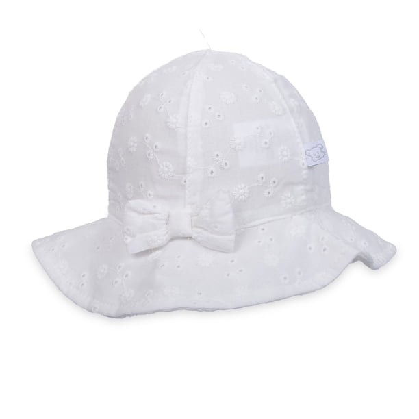 Gorro Bebé Niña 100% Algodón Broderie Floral Blanco Pillin