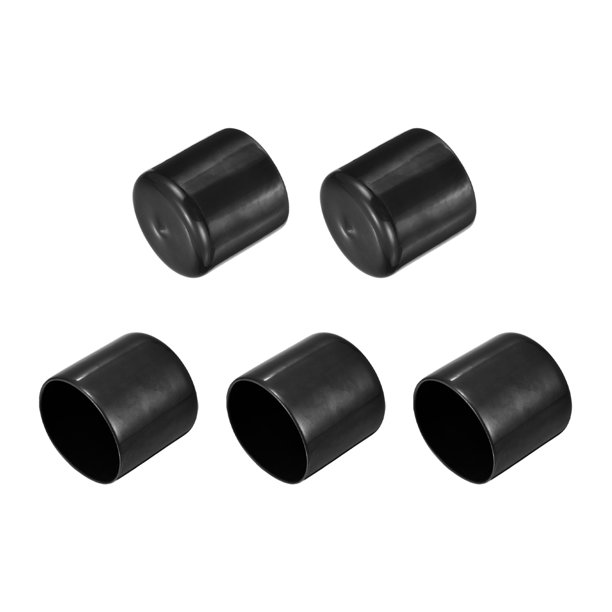 Uxcell 5 piezas de tapones de goma 1 3/4"(44mm) ID tapa de perno de tubo redondo de vinilo negro