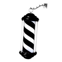 Ioensy - Poste De Barbero, Luz, Peluquería, Señal Abierta Para Salón De Peluquería, Interior, Exterior, Tira Blanca Y Negra