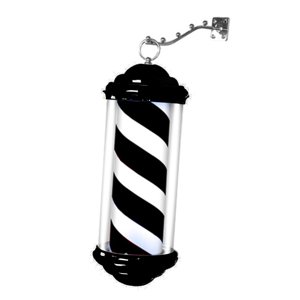 Ioensy - Poste De Barbero, Luz, Peluquería, Señal Abierta Para Salón De Peluquería, Interior, Exterior, Tira Blanca Y Negra