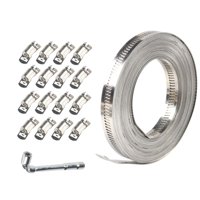 Magideal - Abrazadera De Manguera Clip Ajustable De Acero Inoxidable 304, Flejes De Abrazadera De Metal Para Mecánica, Plomería, Manguera De Engranaje Helicoidal 10M Con 16 Sujetadores