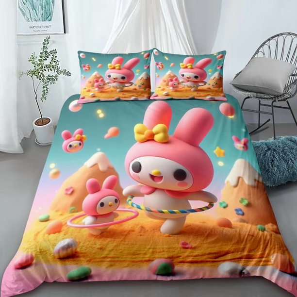 Duvet Cover Melody Pink Cartoon Bedding Set Multi-piece Set Single Double Bed Full Size Quilt Comfort Cover Children's GiftBed Sheets