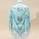 thumbnail image 4 of 29.5"×55.1" Triangle Scarf Butterfly Flower Embroidery Lace Tassel Shawl Elegant Breathable Windproof Wrap Outdoor Accessories, 4 of 5