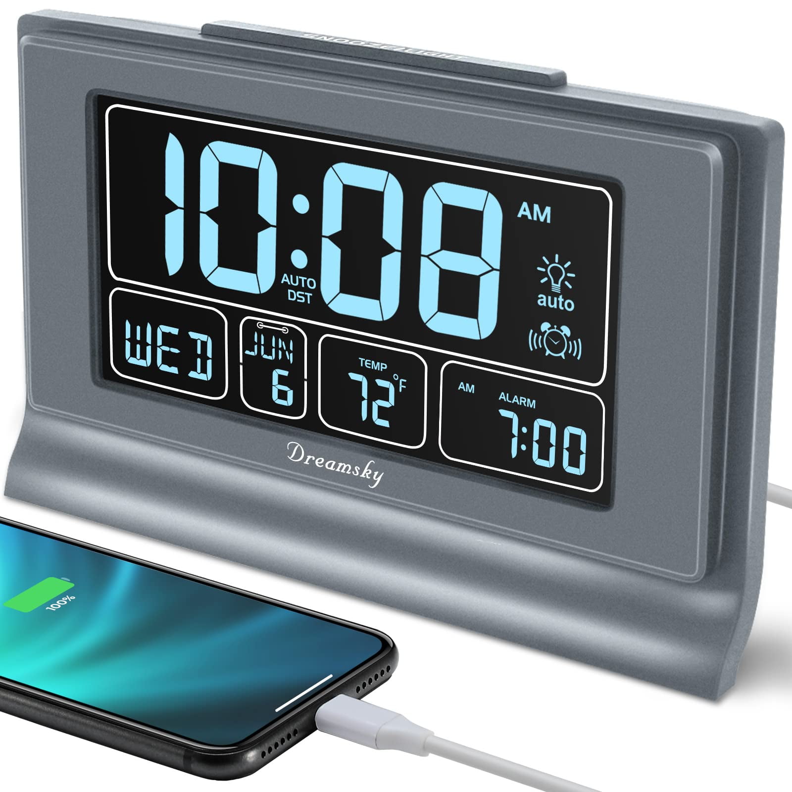 Despertador Dreamsky Digital De 5 Pulgadas Con Batería De Respaldo