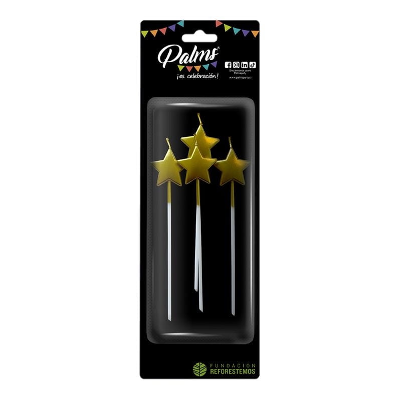 Velas Decorativas Estrellas Doradas Palms