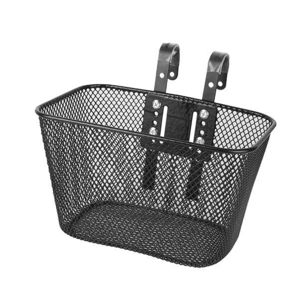 Cesta delantera para bicicleta para niños, cesta para manillar frontal, fácil instalación, cesta para bicicleta, cesta de malla metálica para picnic, Negro