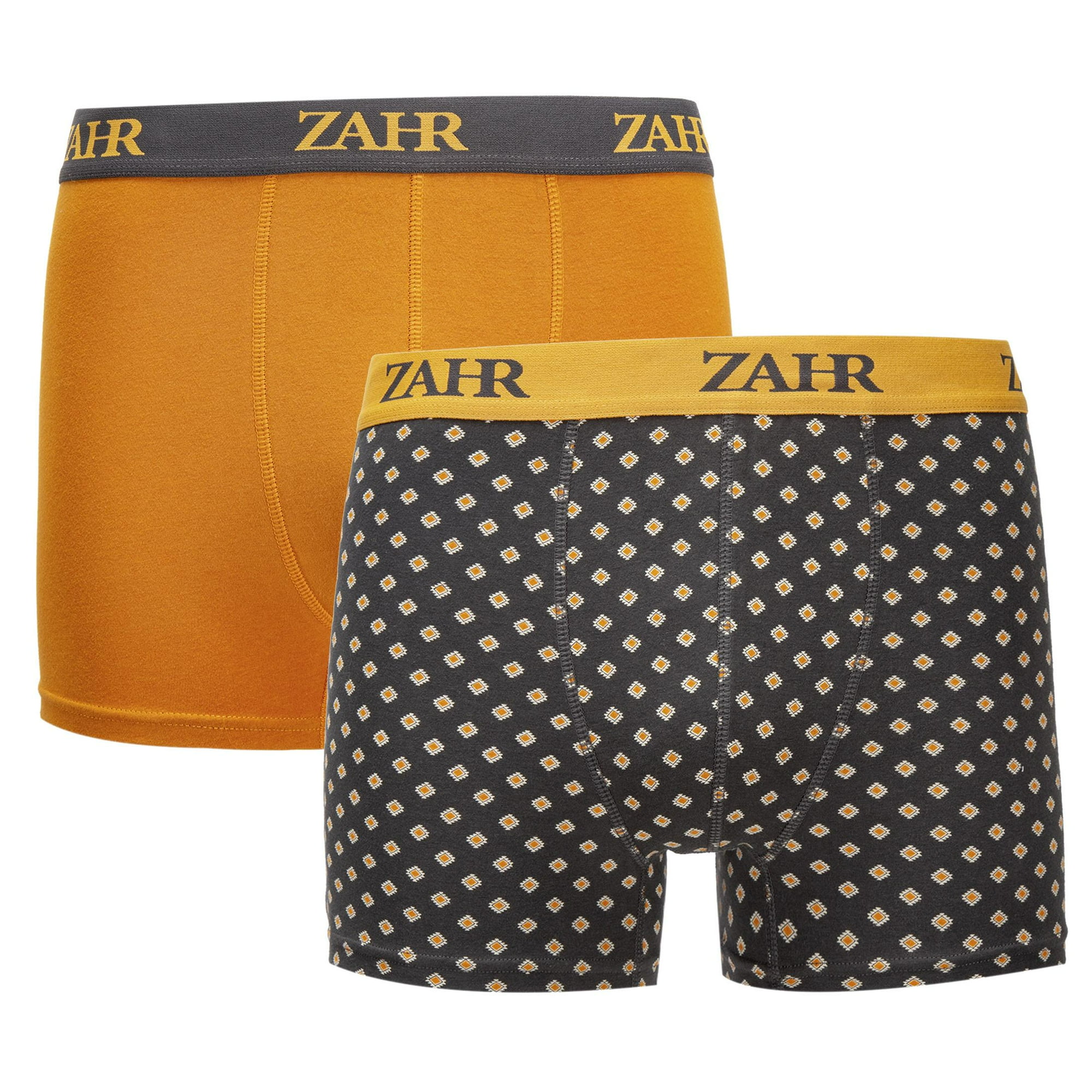 Zahr - Pack De 2 Boxers Naranjo Y Estampado