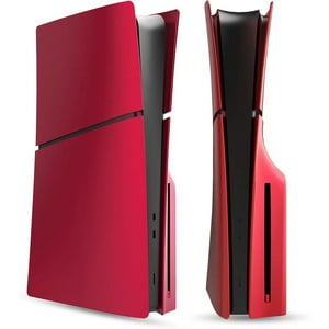 Genérico - Faceplate Para Ps5 Slim Disc Edition - Abs Cover Plate Matte Skin, Incluye 2 Fundas De Silicona Para El Mando Para Mayor Protección-Rojo
