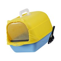 Magideal - Caja De Arena Para Gatos Con Capucha, Caja De Arena Para Mascotas, Caja De Arena Cerrada Y Cubierta, Portátil, Fácil De Limpiar, Extraíble, Para Gatos De Mano Azul Amarillo