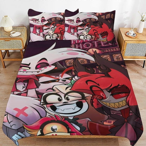 Hazbin Hotel Helluva Boss Bedding Set Duvet Cover Comfortable and Lightweight Cartoon Bedding3 Piece