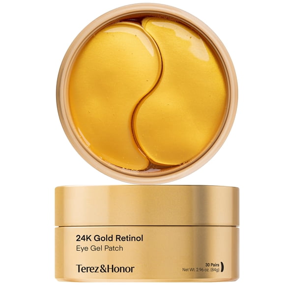 Parches para debajo de los ojos TEREZ & HONOR, oro de 24 quilates, retinol, 60 mascarillas