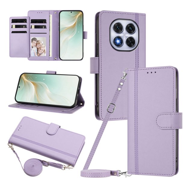 Funda Cartera para Xiaomi POCO X7 5G con Bolsillo para Billetes, Morado Claro