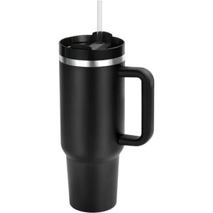 Veatool - Vaso Térmico 1,4Lts Con Asa, Termo Al Vacío De Acero Inoxidable Con Pajita, Para Mantener Agua, Té, Vino, Café Frío Y Caliente (Negro)