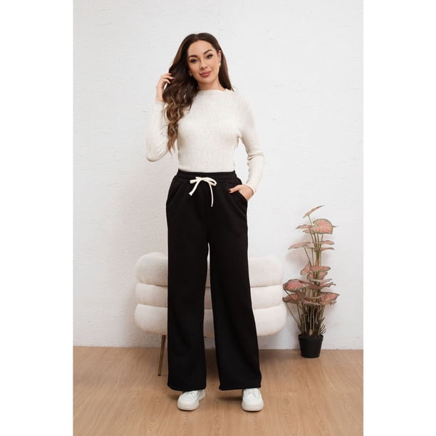 Pantalón Mujer Ancho Wide Leg Forro Piel Térmico Premium 7124