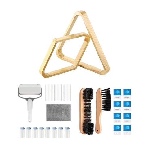 Magideal - Estante Para Bolas De Billar En Forma De Triángulo Y Diamante, Cepillos Para Mesa De Billar, Rodillo Para El Pelo, Paño Para Pulir Billar, Tizas, Punt Madera