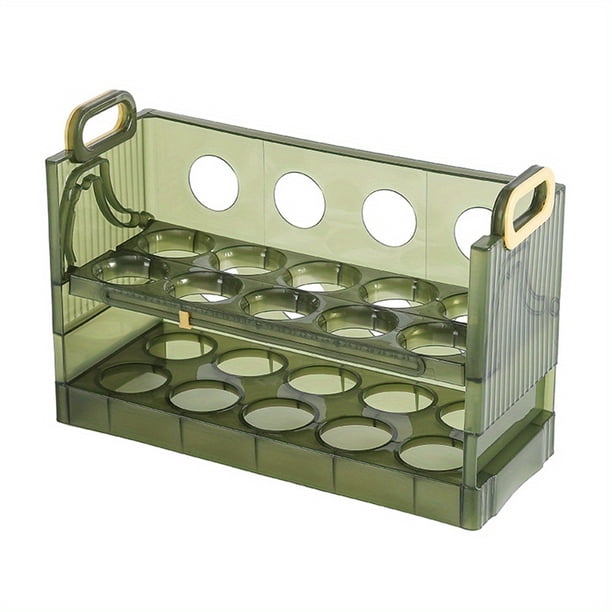 1pc Large Capacity Egg Holder for Refrigerator - 2/3 Layer Flip Egg Organizer with Handle - Reusable Plastic Clear Egg Tray Dispenser for Fridge Side Door Storage - Perfect for Egg Storage Organizatio