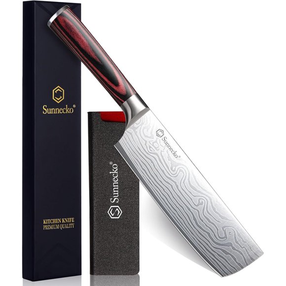 Sunnecko Nakiri Knife 7 Chef Knife for Meat Cleaver Vegeta
