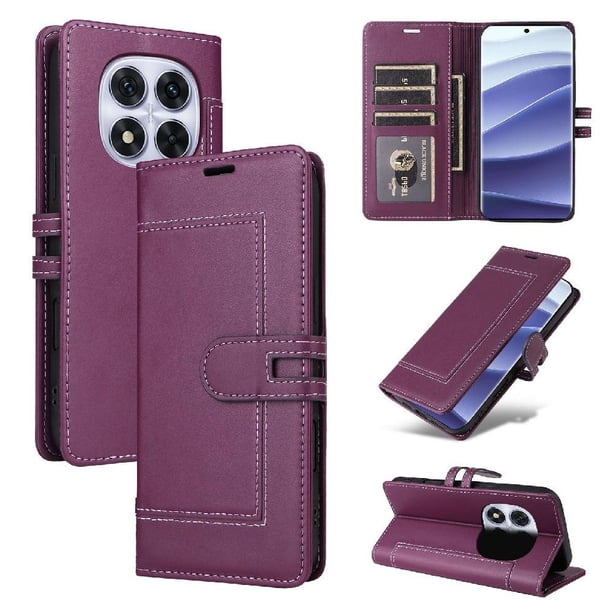 Premium Wallet Case for Xiaomi Redmi Note 14 Pro with Card Slots & Kickstand, Flip Cover Purple