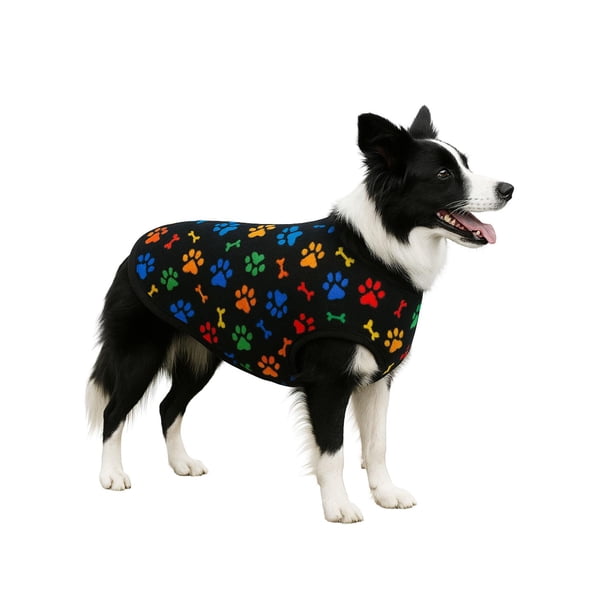 Capa Polar Perro 5XL 65 cm Abrigo Invierno Border negro 5XL