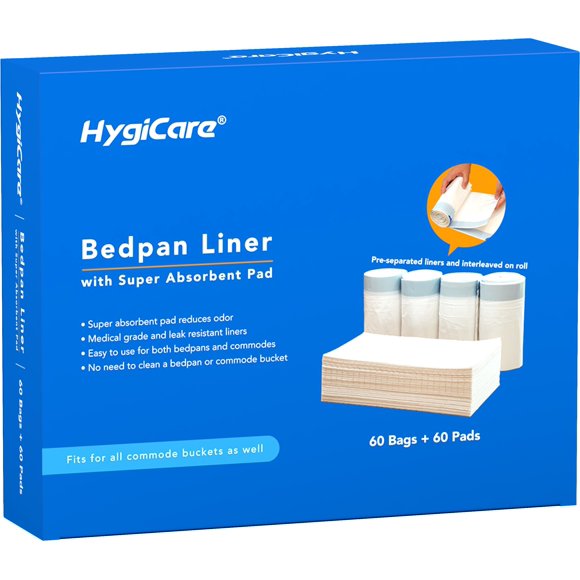 Forro de cama HygiCare con almohadilla absorbente, 60 bolsitas+60 almohadillas