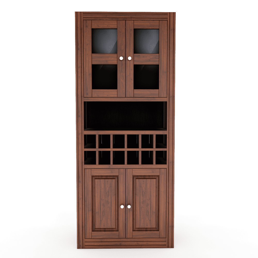 Muebles Insignes - Vitrina Bar Berlin Madera Vidrio 4 Puertas Color Nogal