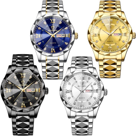 Vestido de negocios con diamantes para hombre Watch Yunanwa, de acero inoxidable
