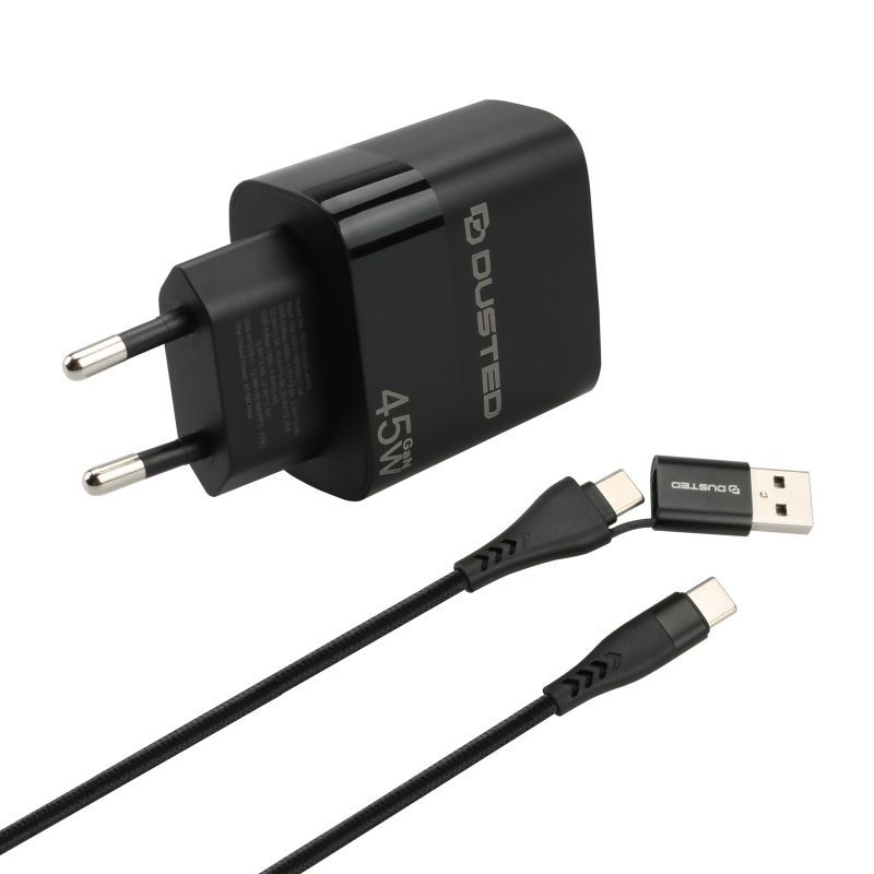 Cargador Gan 45W Carga Ultra Rapida Con Cable 2En1