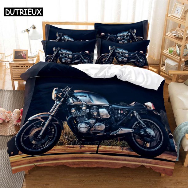 v732 Bed Sheets Moto Digital Bedding Sets Home Bedclothes Super King Cover Pillowcase Comforter Textiles Bedding Set bed cover set 3-Piece Bedding Set (1 Duvet Cover + 2 Pillow Shams) Bed Sheets ju73