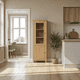 thumbnail image 1 of Vitrinero Esquinero "Roma" Vitrina de Madera con Cristal - Natural - 60x35x180 cm, 1 of 3