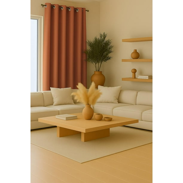 Cortina Engomada Termica Tela Delgada 100% Blackout 140X225 naranja 140X225