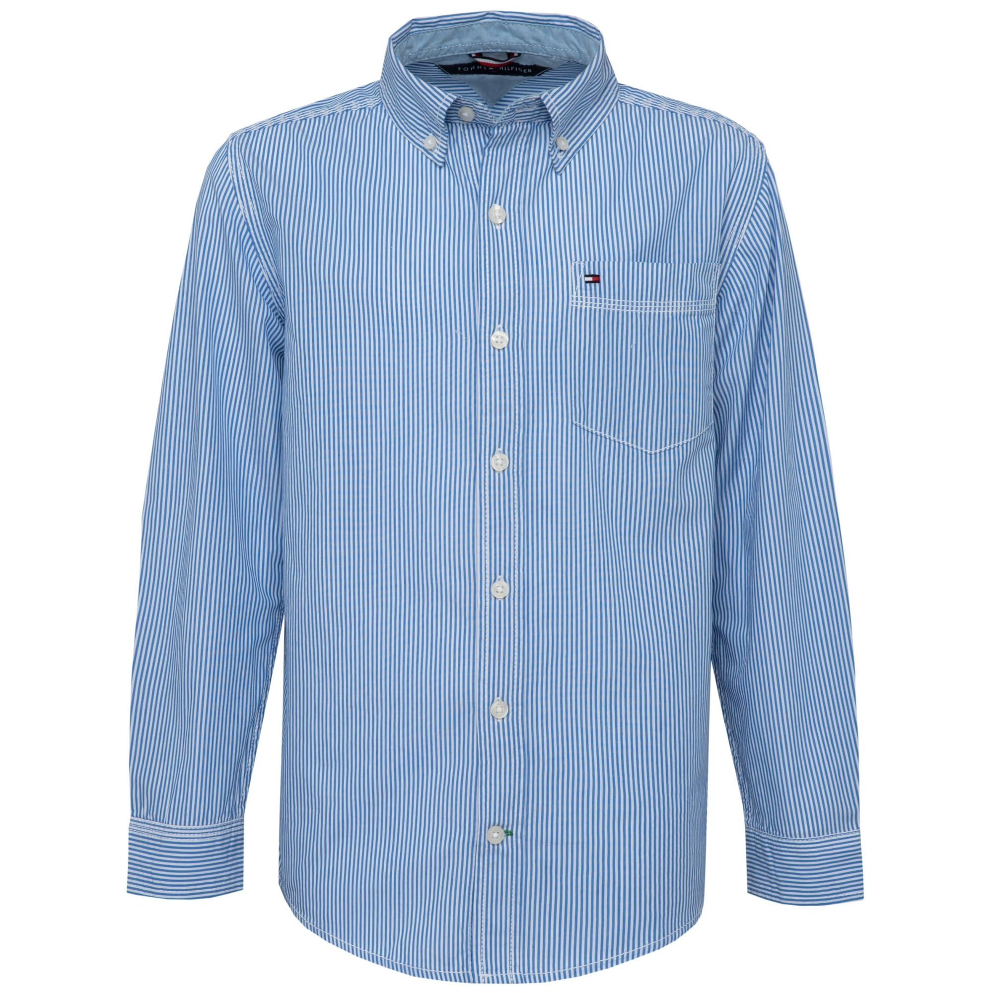 Camisa Tommy Hilfiger Para Niños Tommy Stripe Tejida Azul, Tallas 14-16