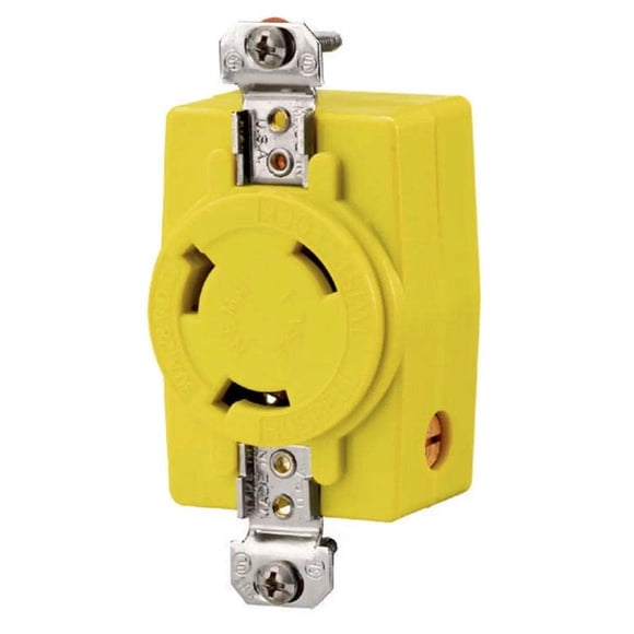 Receptáculo individual con seguro Hubbell HBL328DCR 30 A 28 VCC amarillo