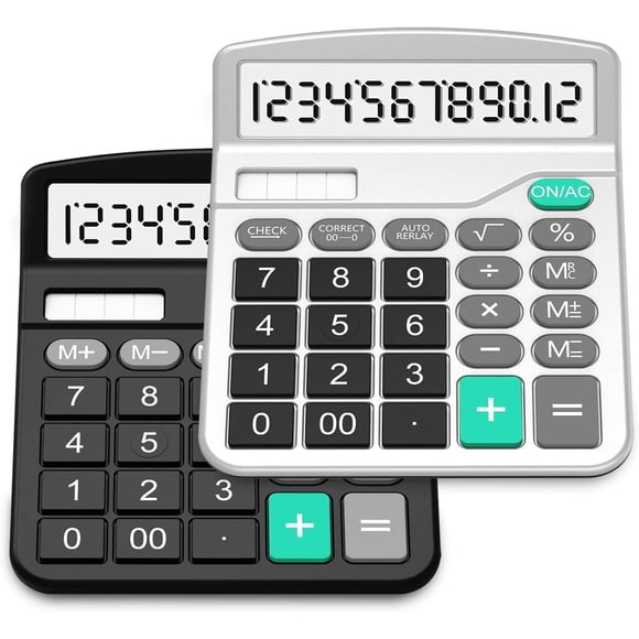 Calculator Splaks, doble potencia, pantalla grande de 12 dígitos, paquete de 2