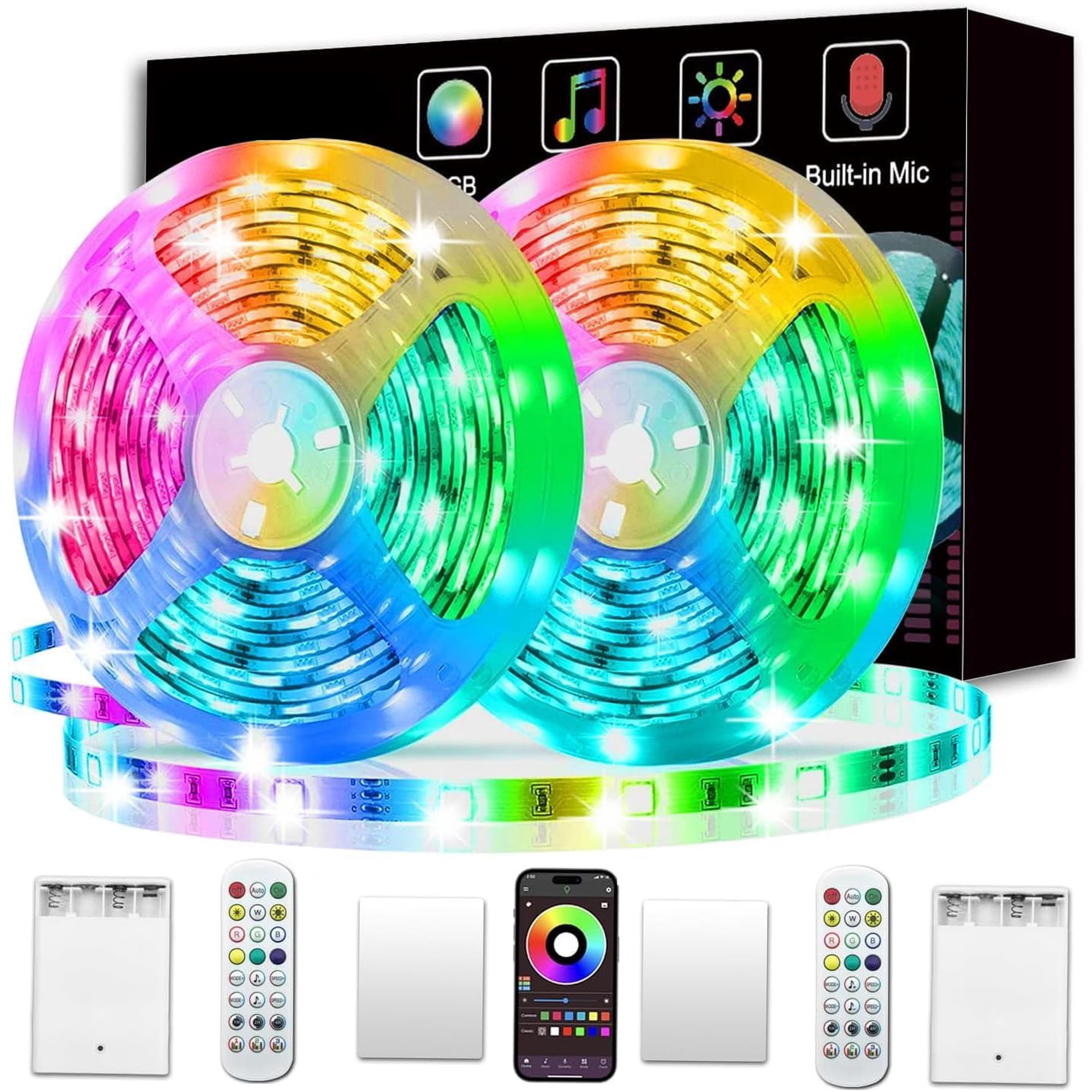 Tira De Luces Led L8star Alimentadas Por Baterías De 2 X 5 M Con Control Remoto