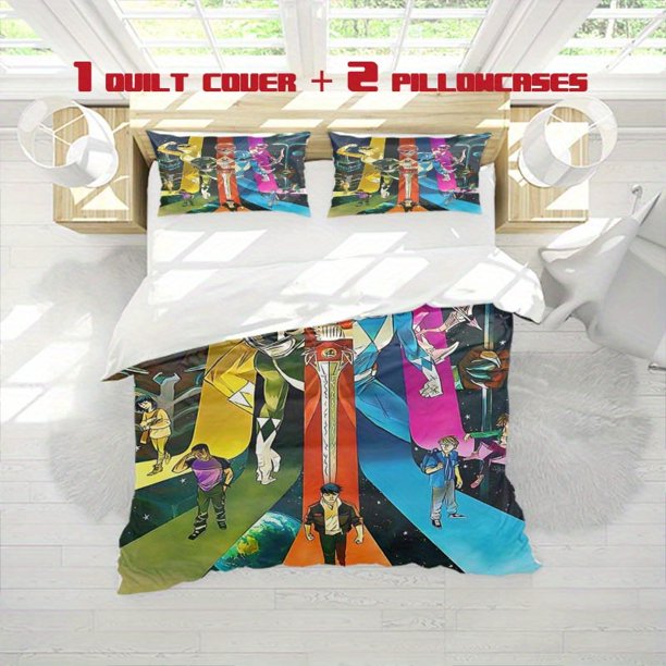 3pcs Power Rangers Universe Adventure Print Three Piece Bedding Set Soft Quilt Cover And Two Pillowcases