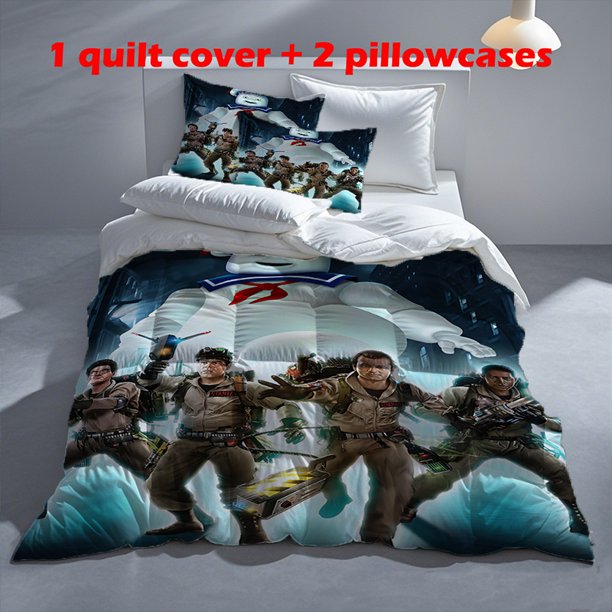 3pcs Ghostbusters Themed Bedding Set Durable Polyester Comforter Cover & Pillowcases Vibrant Digital Print