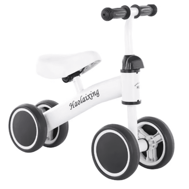 Universal - Bicicleta De Equilibrio Con 4 Ruedas, Juguete Para Caminar Para Niños, Blanco