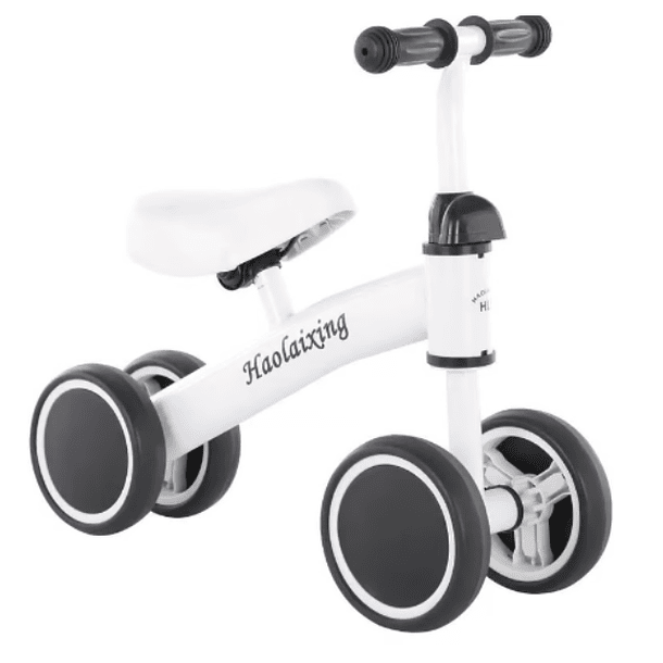 Universal - Bicicleta De Equilibrio Con 4 Ruedas, Juguete Para Caminar Para Niños, Blanco
