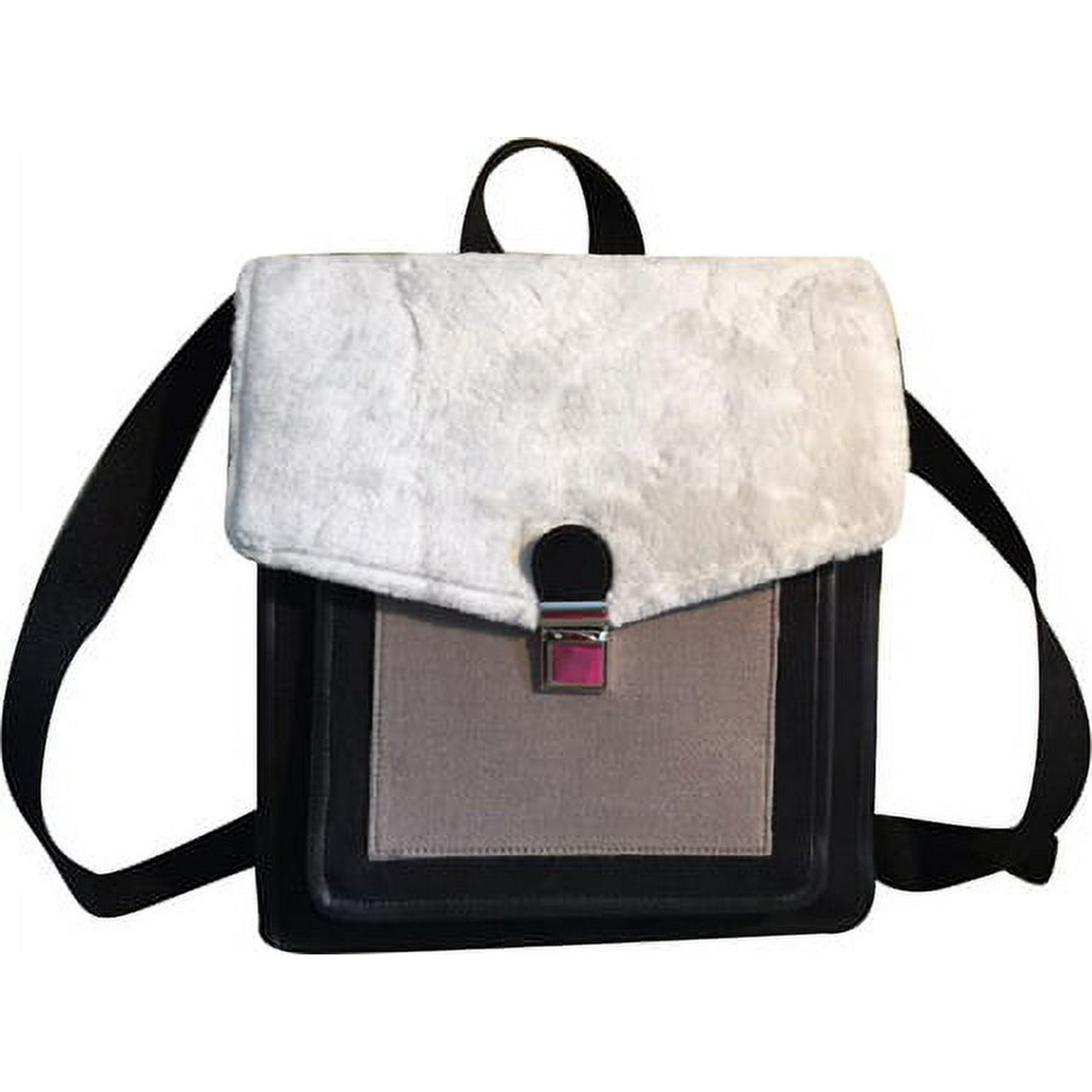 Mochila Sharo Mezcla De Lana Tres Tonos Blanco Gris Negro