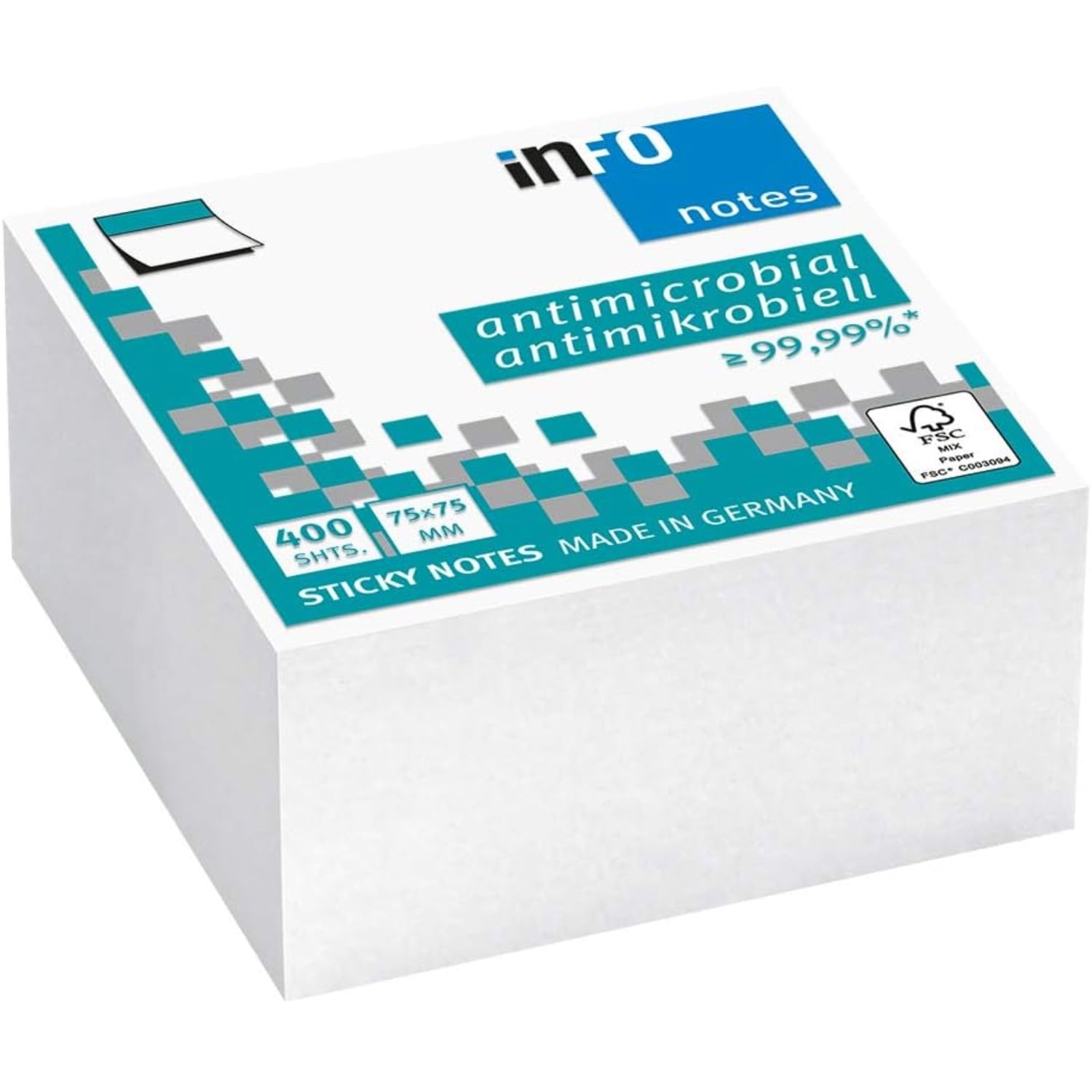 Infonotes - Pads Notas Adhesivas Antimicrobial 400hojas Blanco - Ps